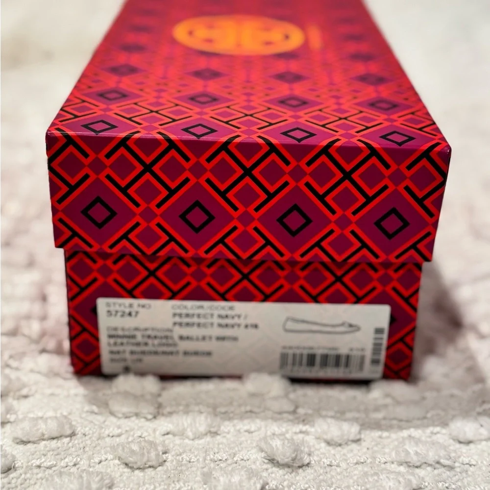 Tory Burch Navy Blue Suede Flats with Medallion - Picture 5 of 8